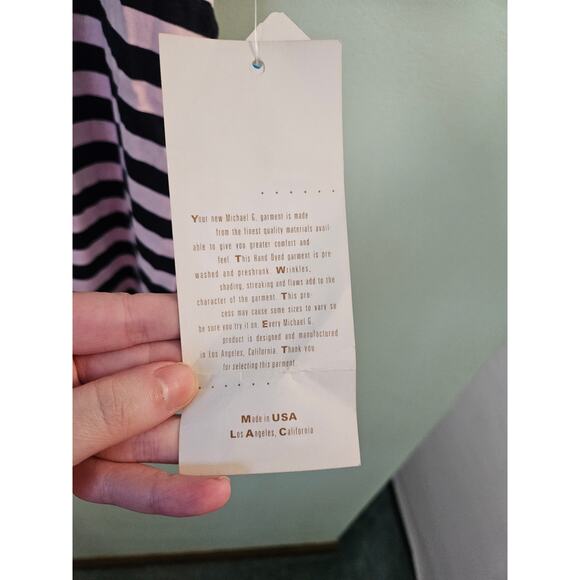 NEW VINTAGE Michael G 90s Striped Tee w/ Small Hole Defect ~ Medium Made in USA - Picture 12 of 14